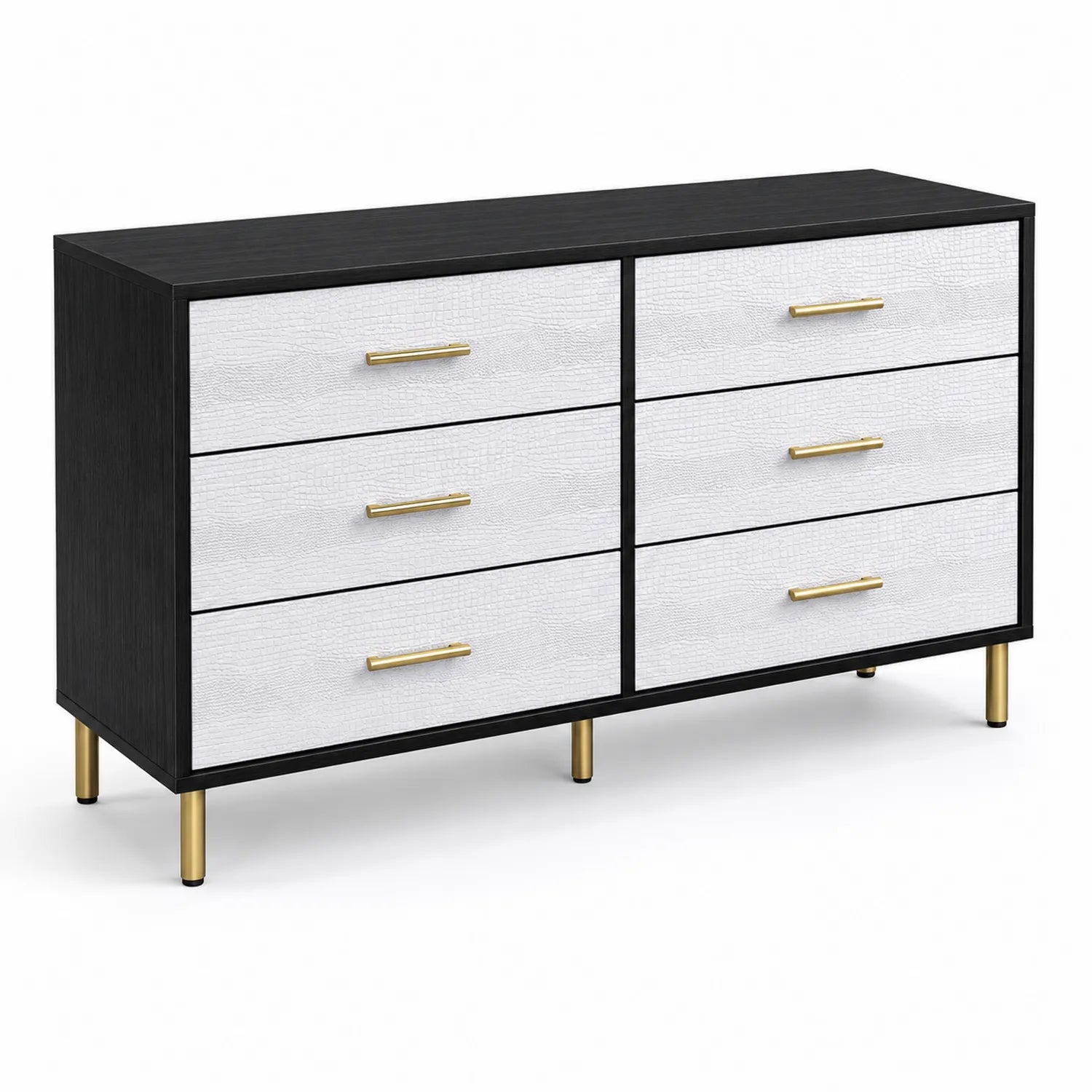 Komoda sześcioszufladowa MDF Czarno-Biała 120cm