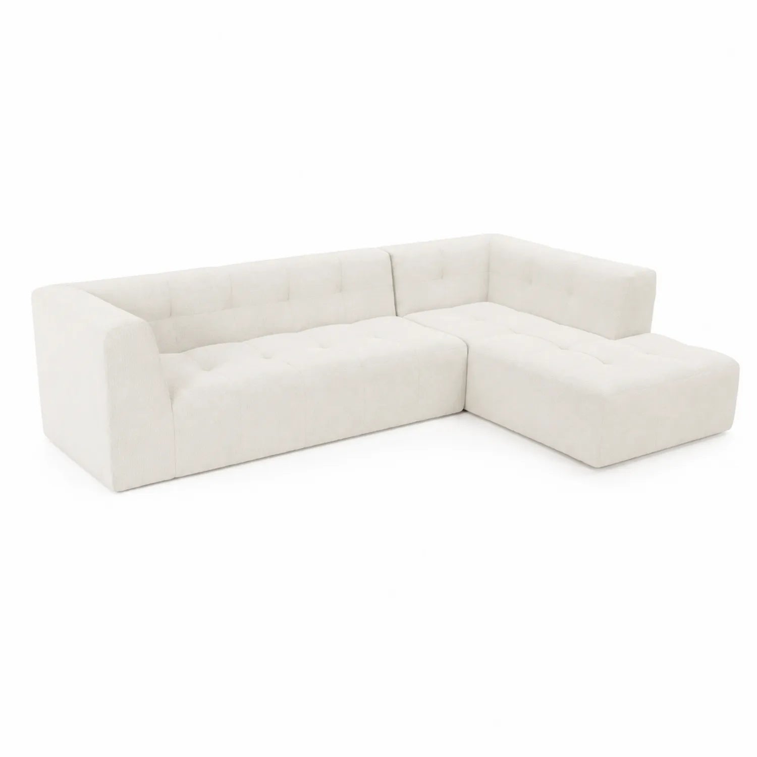 Narożna sofa z tkaniny beżowa 240x90x160 cm