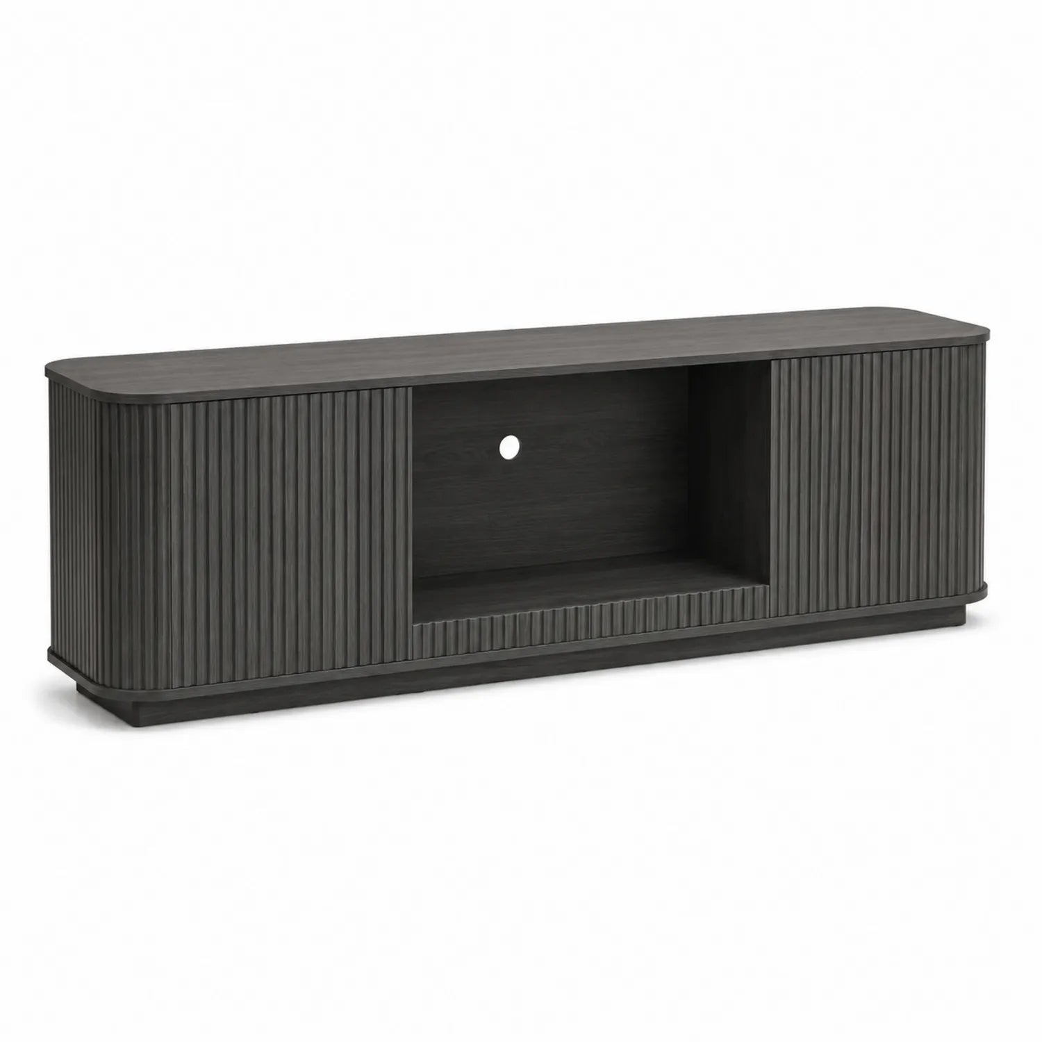 Szafka RTV z MDF i okleiną dębową, Antracyt 200x45x55 cm