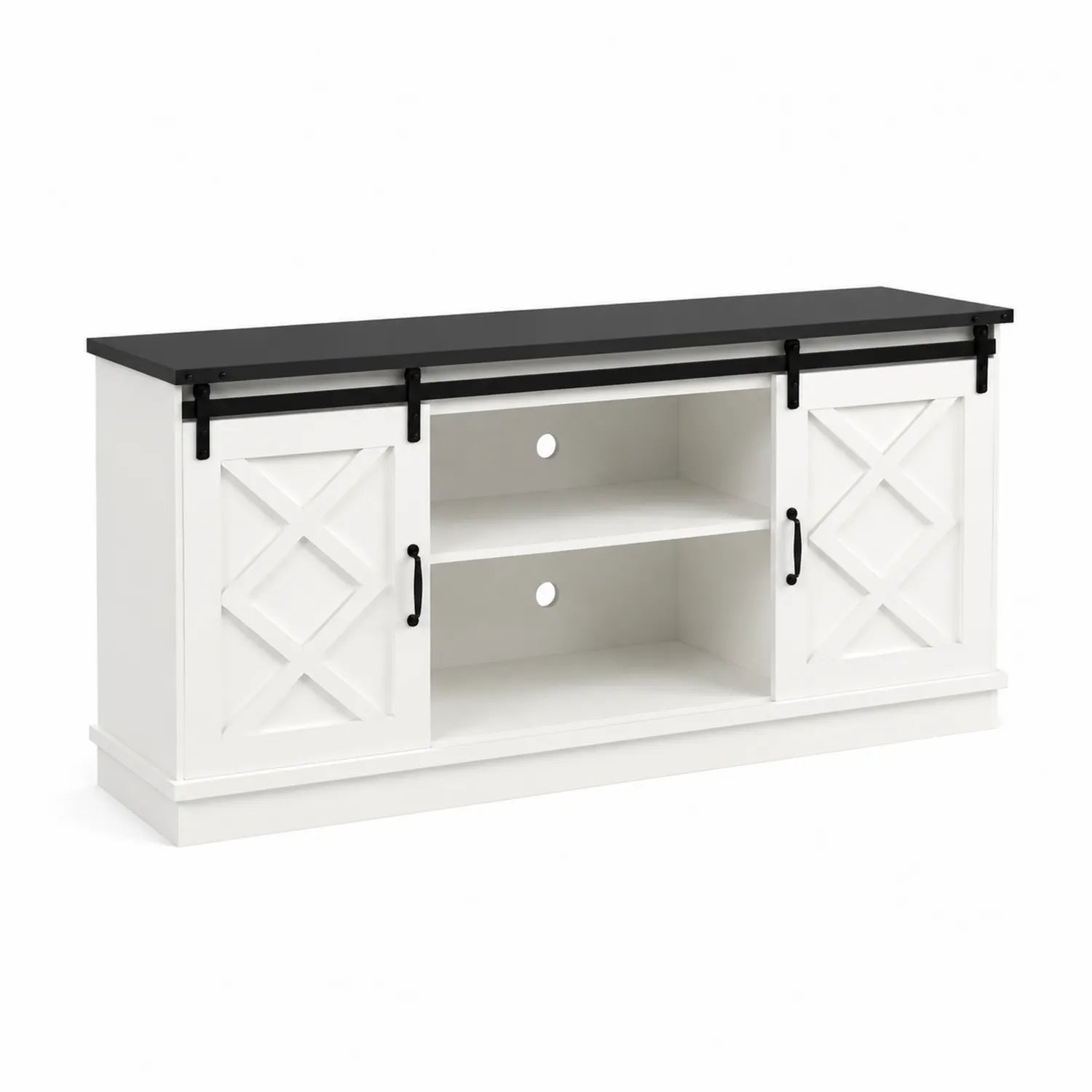 Szafka RTV z przesuwnymi drzwiami 120x40x60 cm biało-czarna