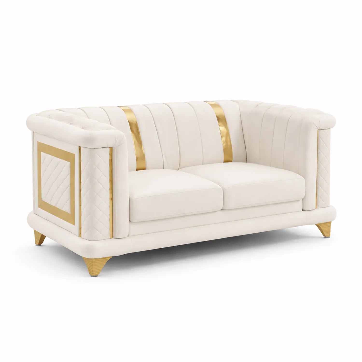 Dwuosobowa sofa z tkaniny z dekoracjami