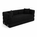 Czarna sofa trzyosobowa z sztruksu