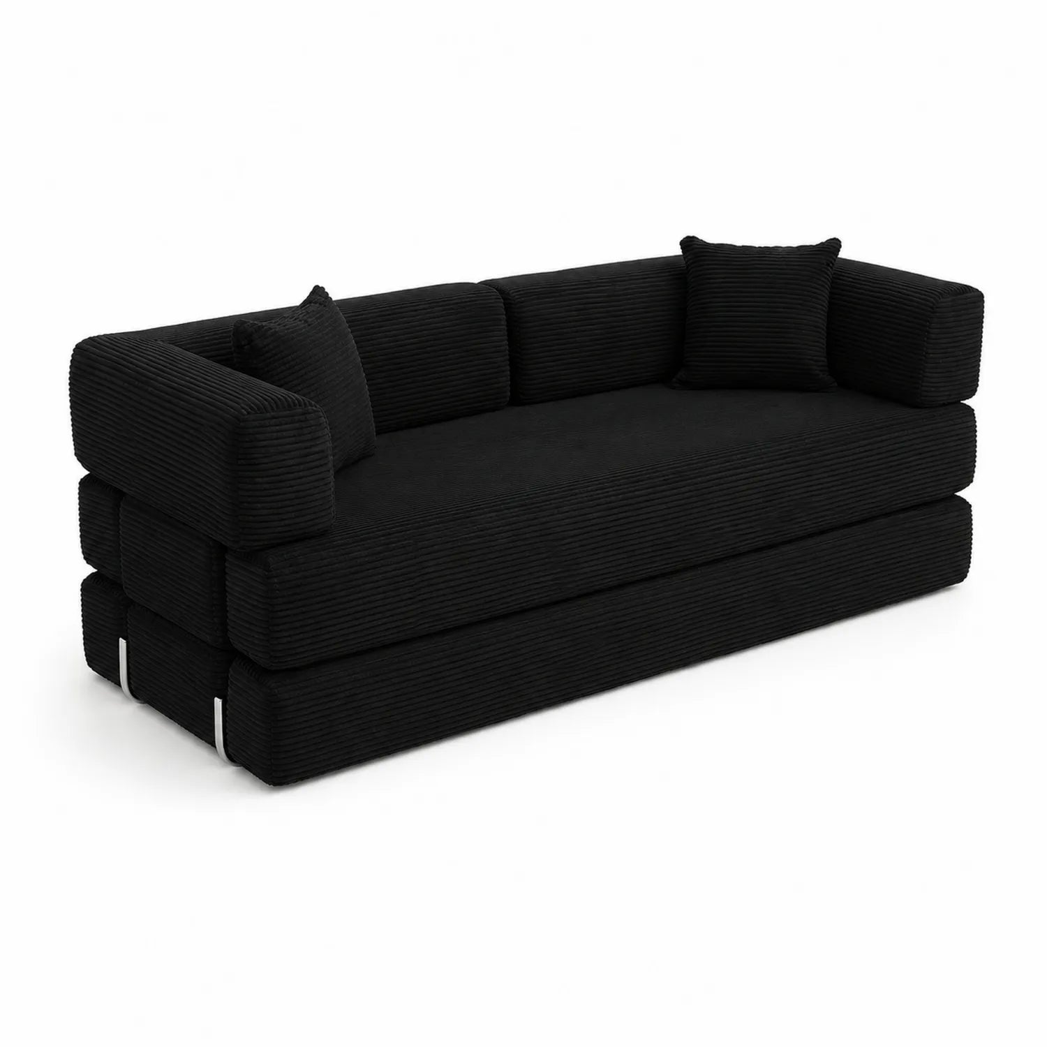 Czarna sofa trzyosobowa z sztruksu