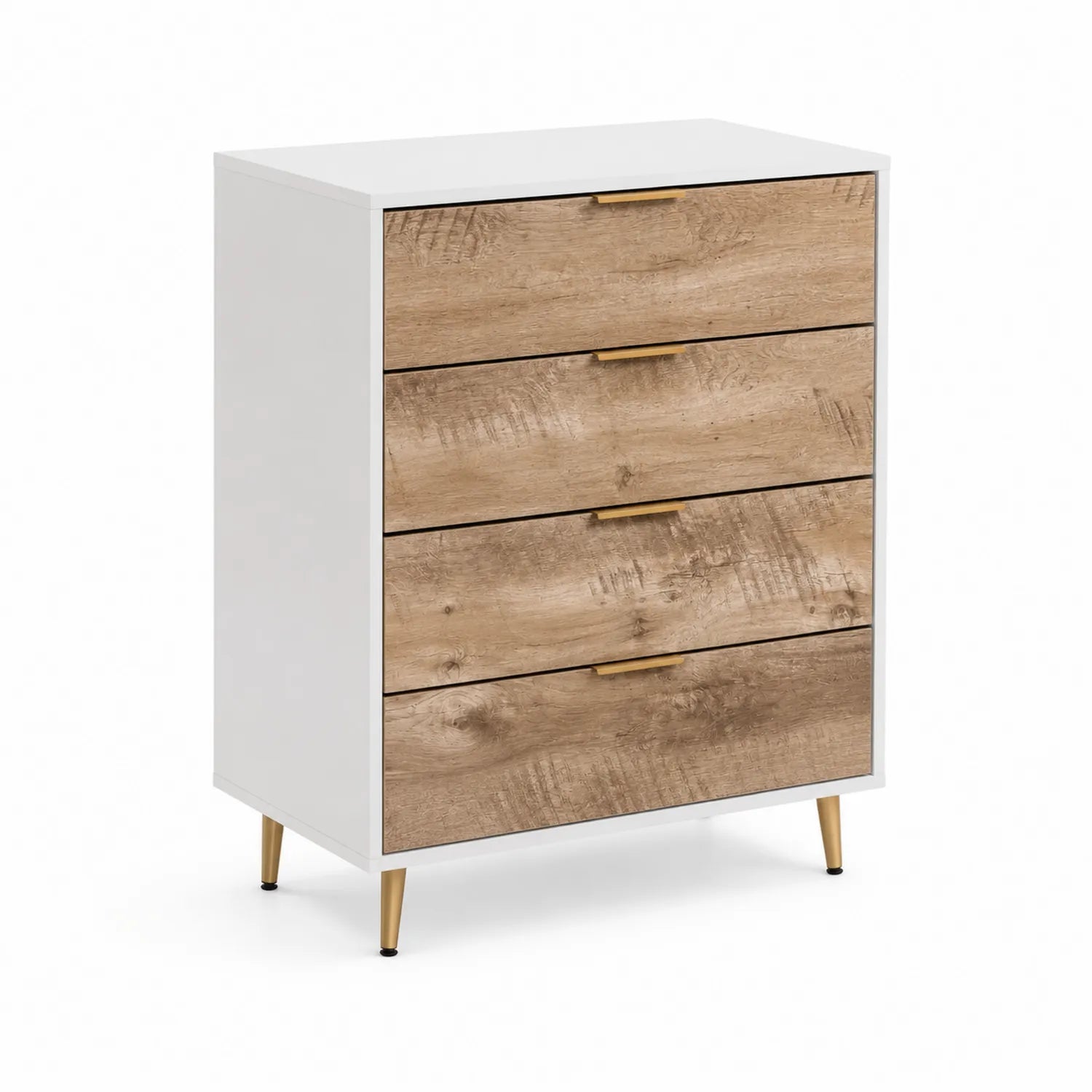 Komoda z 4 szufladami z MDF i dębu białego 80x40x100 cm