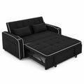Czarna rozkładana sofa z funkcją łóżka i schowkiem