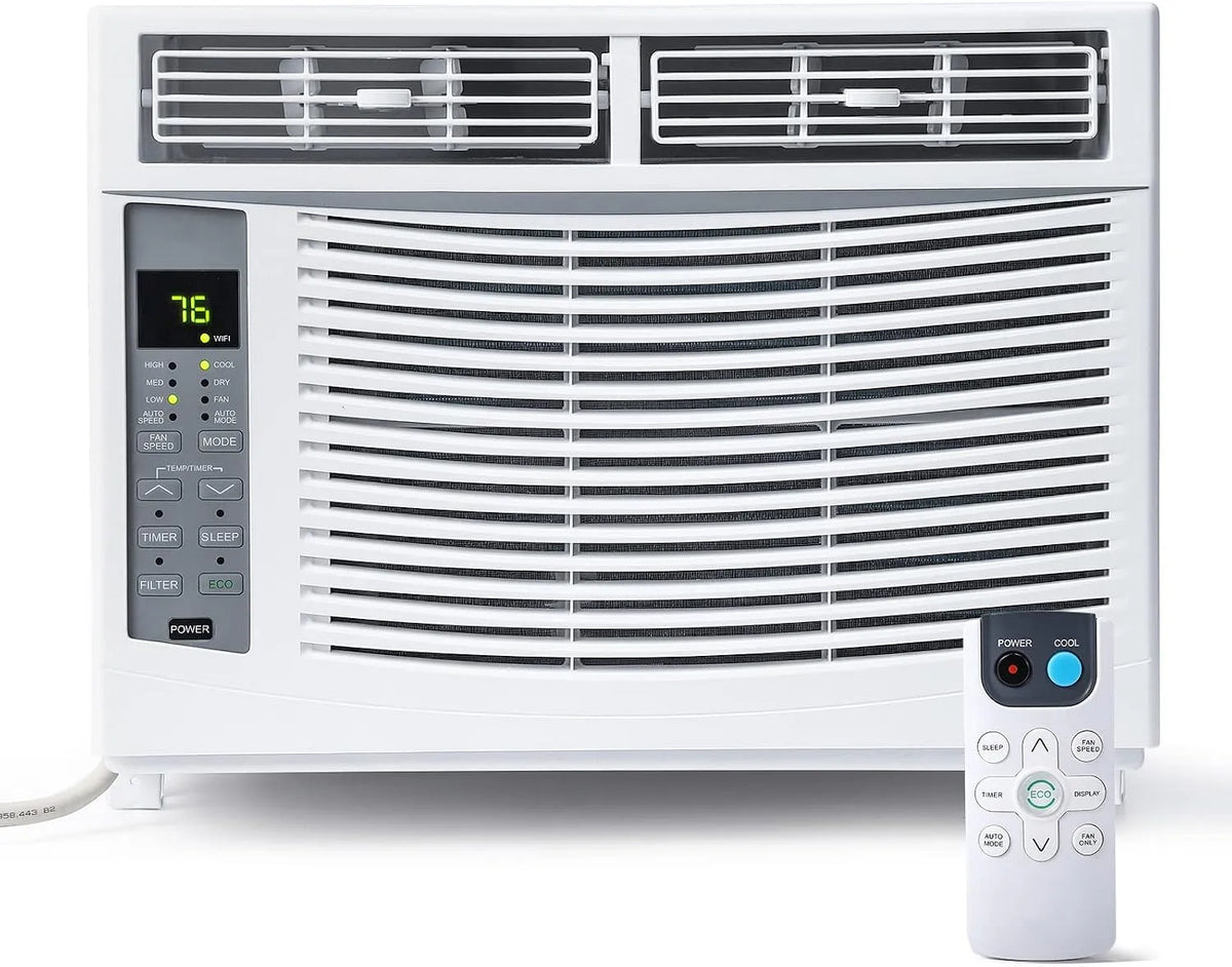 Ventilator, 6.000 BTU, 24-uurs timer, eenvoudige installatieset, 250 m2, AC-eenheid met afstandsbediening en app-bediening, automatische herstart