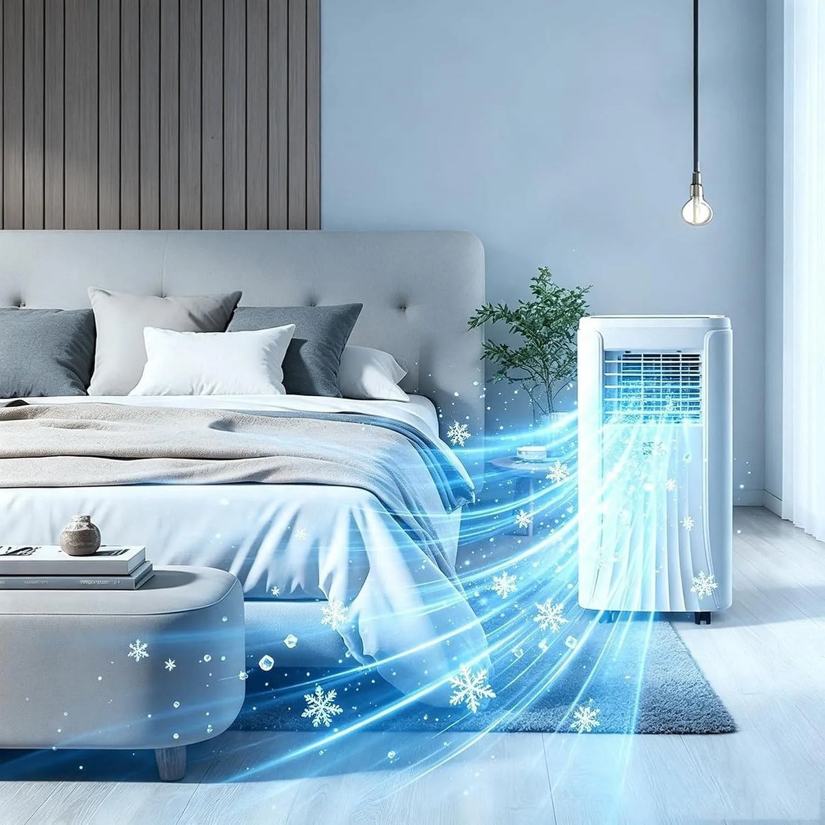 Mobiele airconditioner en Luchtontvochtiger met 10000 BTU, 3-in-1, 30°C, 24°C, 40 dB, zonder buitenunit, afstandsbediening en geluidsarme werking