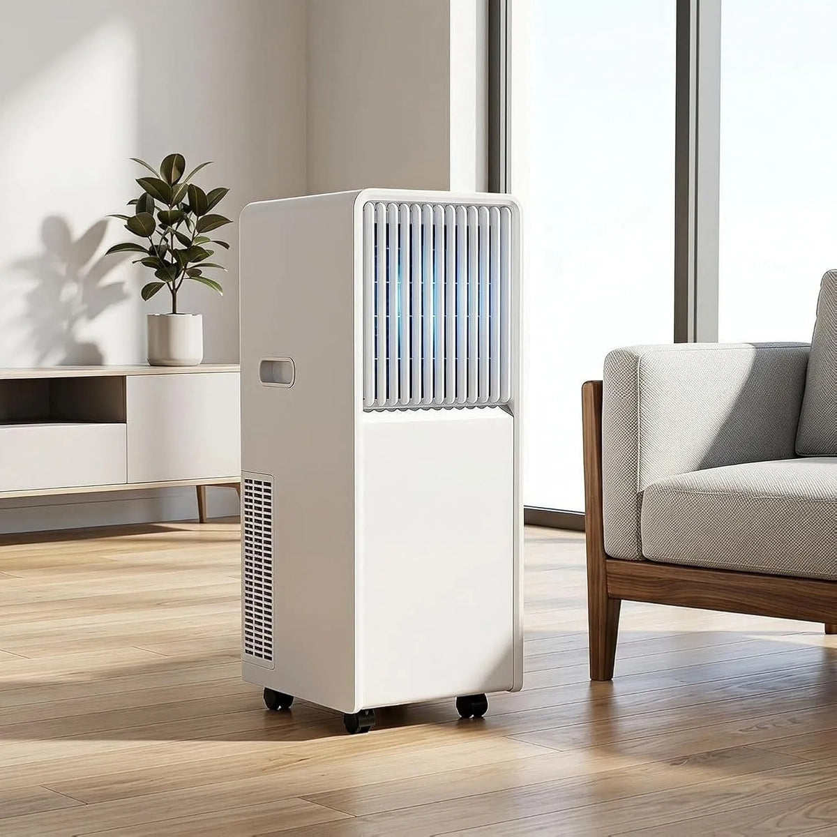 Mobiele airconditioner en Ventilator, 14000 BTU, Compacte 12000 BTU Mobiele Airco Koelt 350 Sq Ft, 24H Timer, komt met UK 3-pins ste