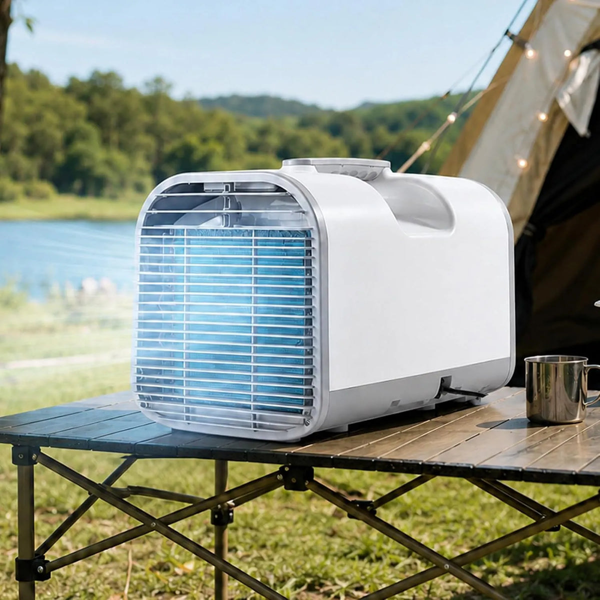 Mobiele airconditioner en Ventilator, Caravan, 16–32 °C, Draaggreep en 16, Compacte Mobiele Airco met Koelen, Slaapstand en Ontvochtigen, AC/DC