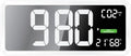 Luchtkwaliteitsmeter, CO2-display, CO2-display, wandklok, gekleurde weergave gehalte met grafische ventilatieadvies, Weiß