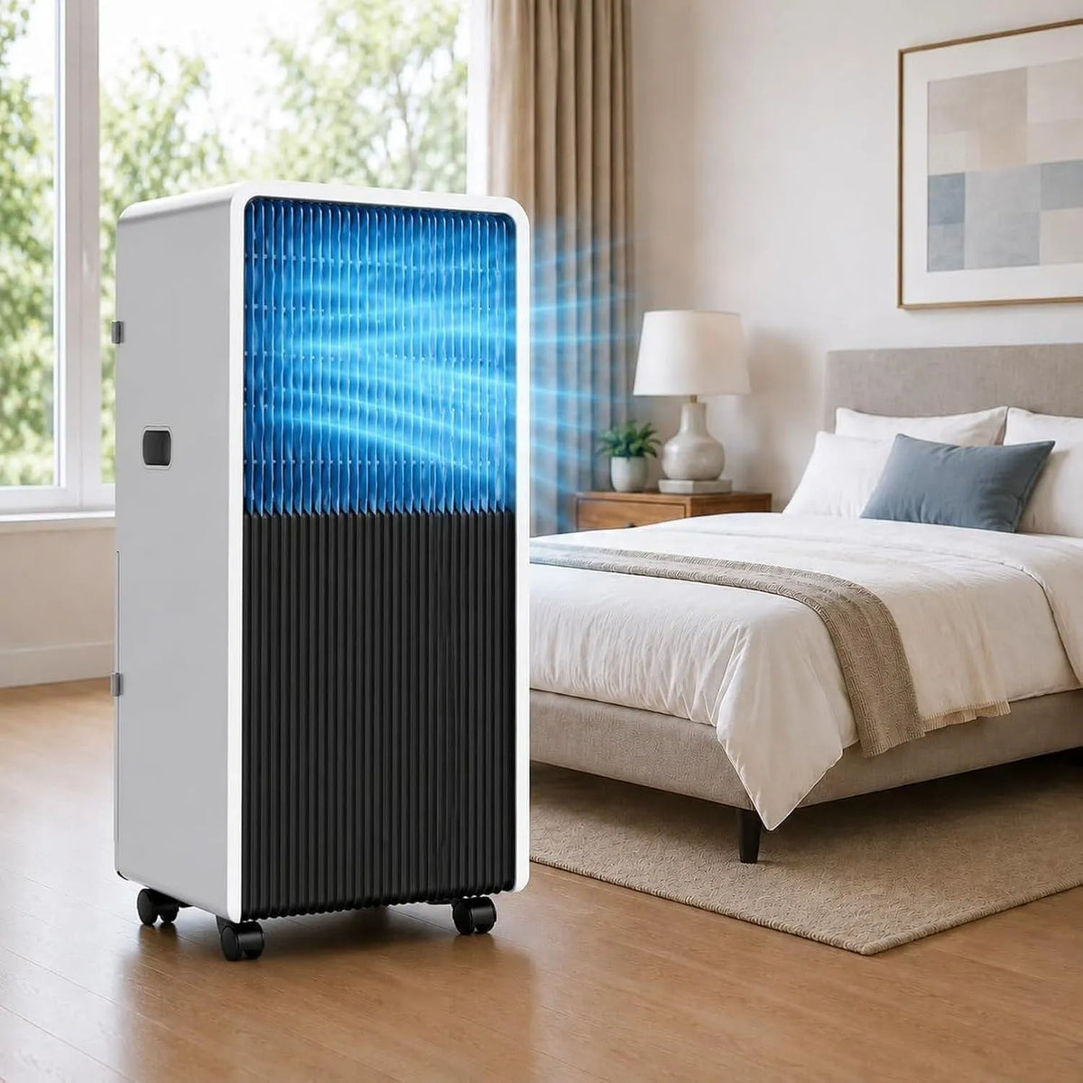 Mobiele airconditioner, 12000 BTU, 4 wielen, 3200 W, laag geluid, 12000 BTU