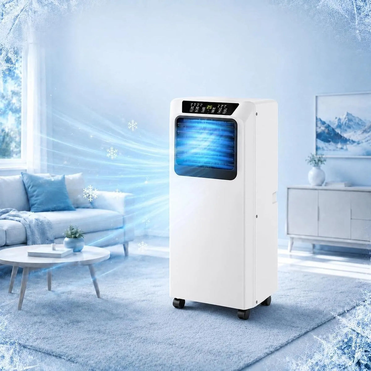 Mobiele airconditioner en Luchtontvochtiger, Mobiele Airco 9000 BTU met Ontvochtiger en Wielen, geluidsarm 36-49 dB Werking voor Ruimtes tot 18 m2