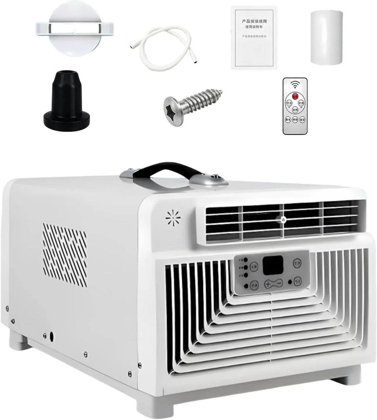Mobiele airconditioner, 3400 BTU, Autark Schuur, geluidsarm Slapen Nachtmodus Zonder Water Aftappen, 300 W Kleine Koeling Verwarming voor Winterkamp