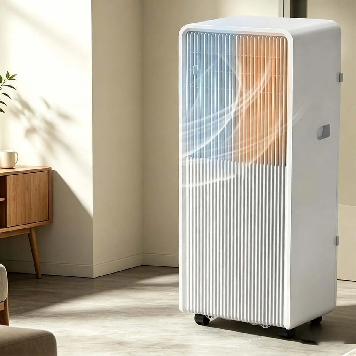 Mobiele airconditioner en Ventilator, Q2, StofFilter en 360° zwenkwielen voor Thuis, Q2, Mobiele Airco Amplitudo, Verwarmen, Ontvochtigen & Ventilator