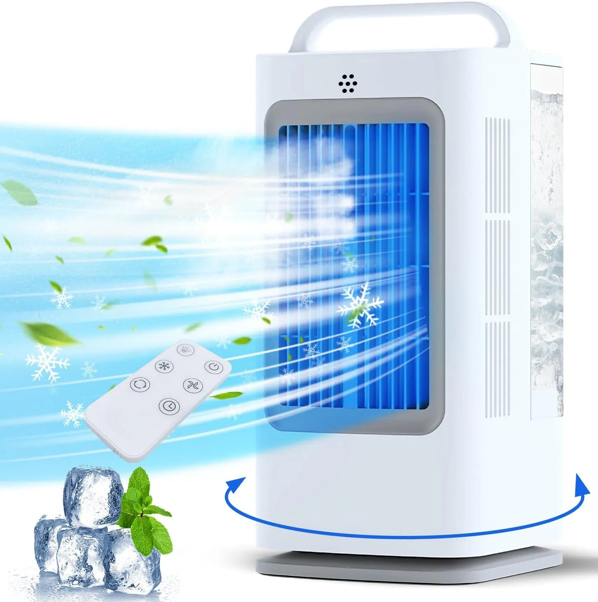 Mobiele airconditioner, timer, 3 snelheden, AC-unit, 1700ml draagbare verdampingsluchtkoeler met afstandsbediening