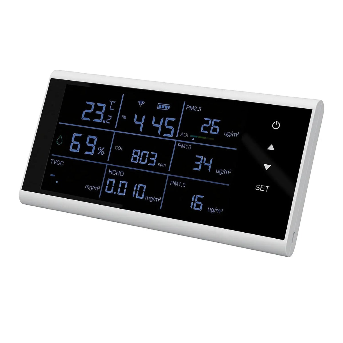 Luchtkwaliteitsmeter, CO2-detector, PM2, PM10