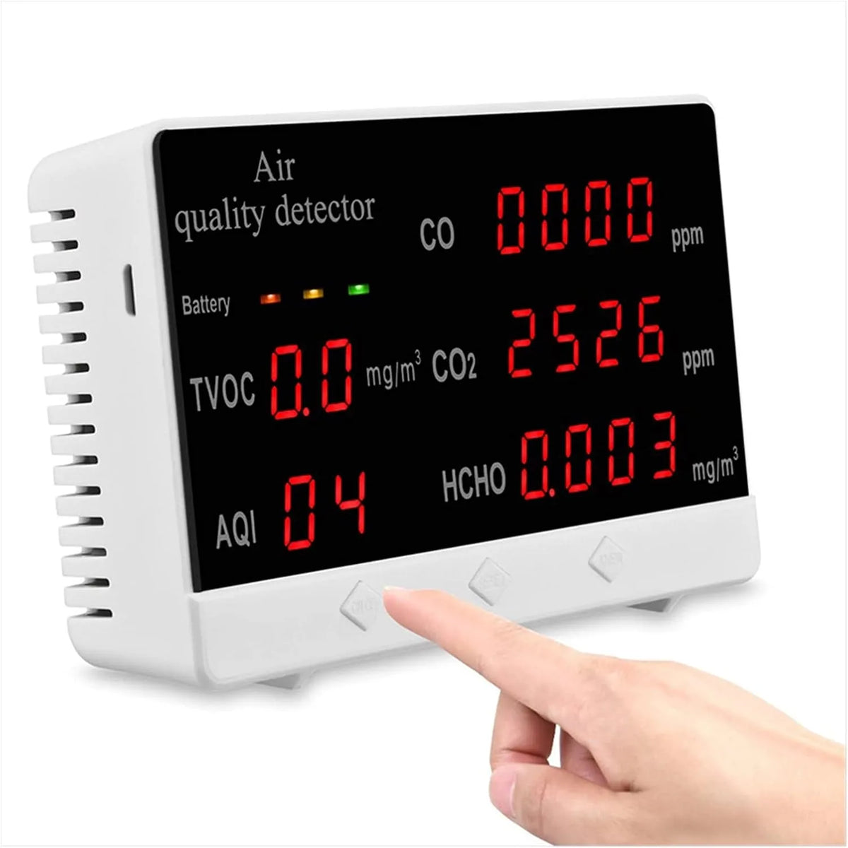Luchtkwaliteitsmeter CO2 met 3 seconden, 120 seconden, 240 minuten, timer, USB en digitaal display