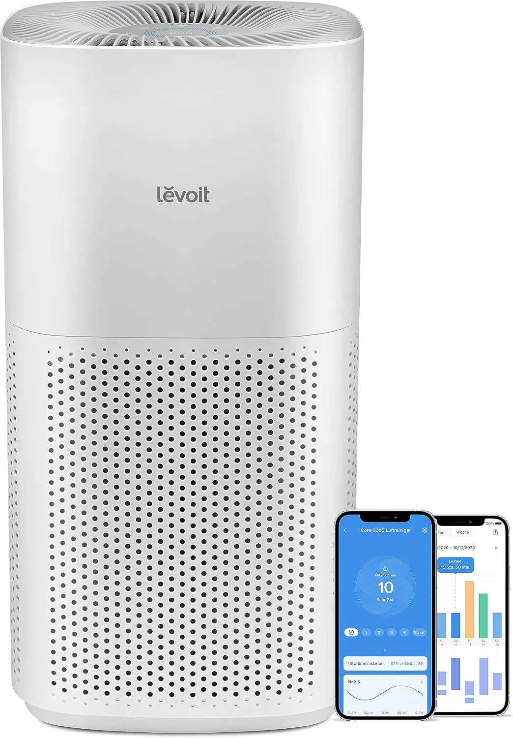 Luchtreiniger, PM2, 147 m2, bediening via app, HEPA, crèmewit, PM2