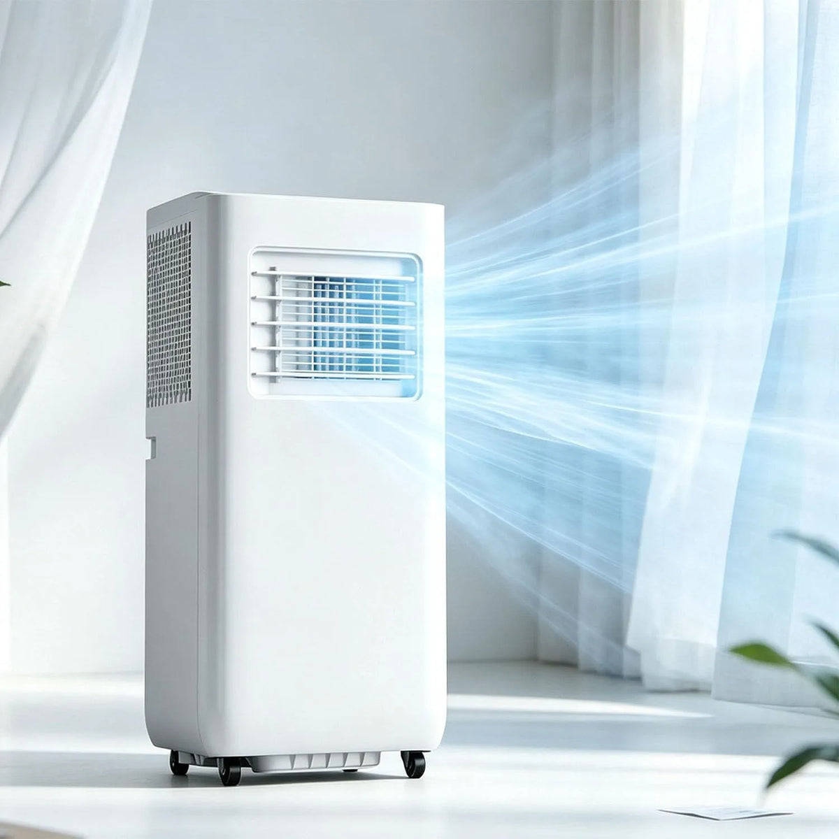 Mobiele airconditioner met 14000 BTU, 4-in-1, 32 °C, 35 m2, 35 dB, afstandsbediening, geluidsarme werking en ontvochtigingsfunctie