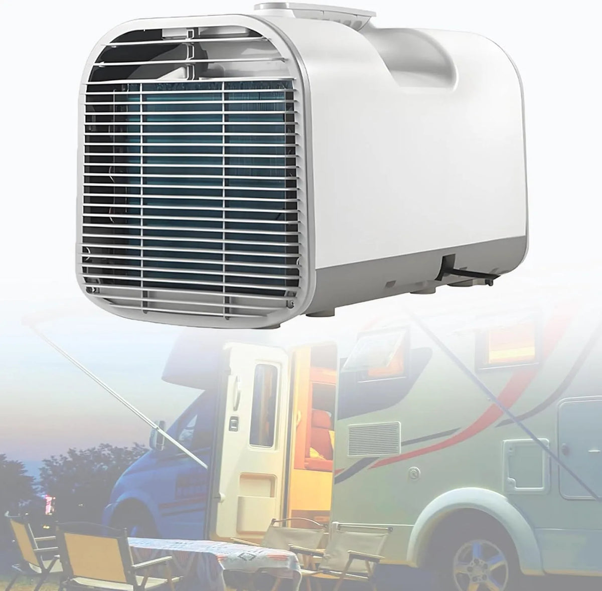 Mobiele airconditioner en Luchtontvochtiger, 4800 BTU S01, compacte 4-in-1 airco & luchtontvochtiger, camper & tent. S01, afstandsbediening