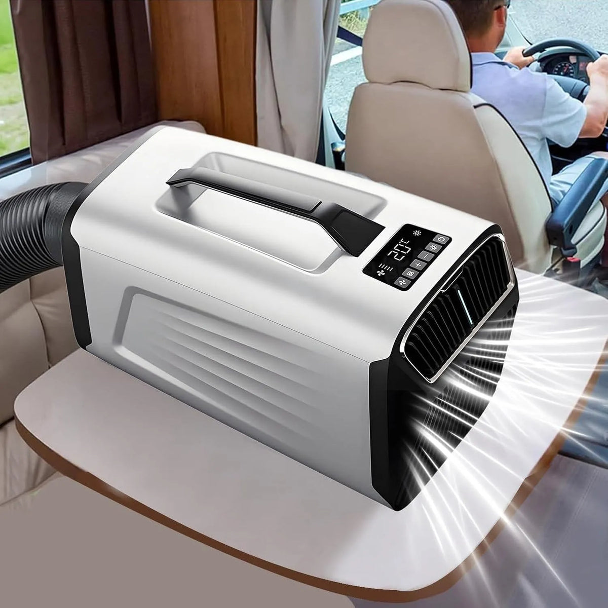 Mobiele airconditioner, 1500 W 5200 BTU mobiele airconditioner met afstandsbediening, 4-in-1, 3 snelh, Draagbare airco voor tent camping, koelen