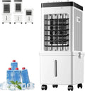 Mobiele airconditioner, 3 snelheden, 4-in-1 verdampingsluchtkoeler met 15L watertank, 7,5 uur timer, Draagbare airconditioner, afstandsbediening