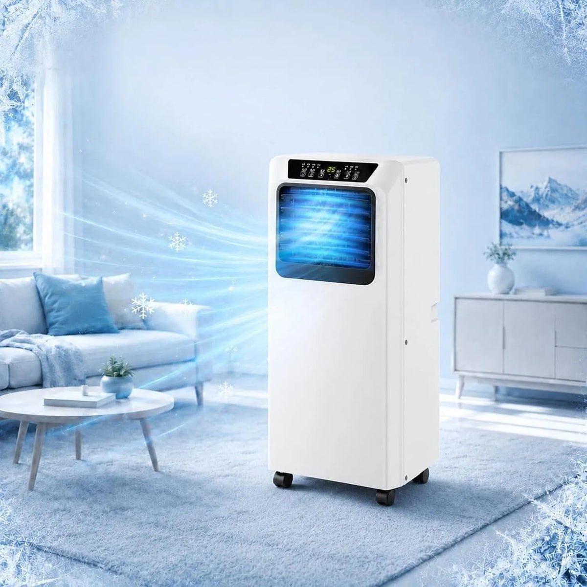 Mobiele airconditioner, Mobiele Airco 9000 BTU Met Luchtdroger en Wieltjes