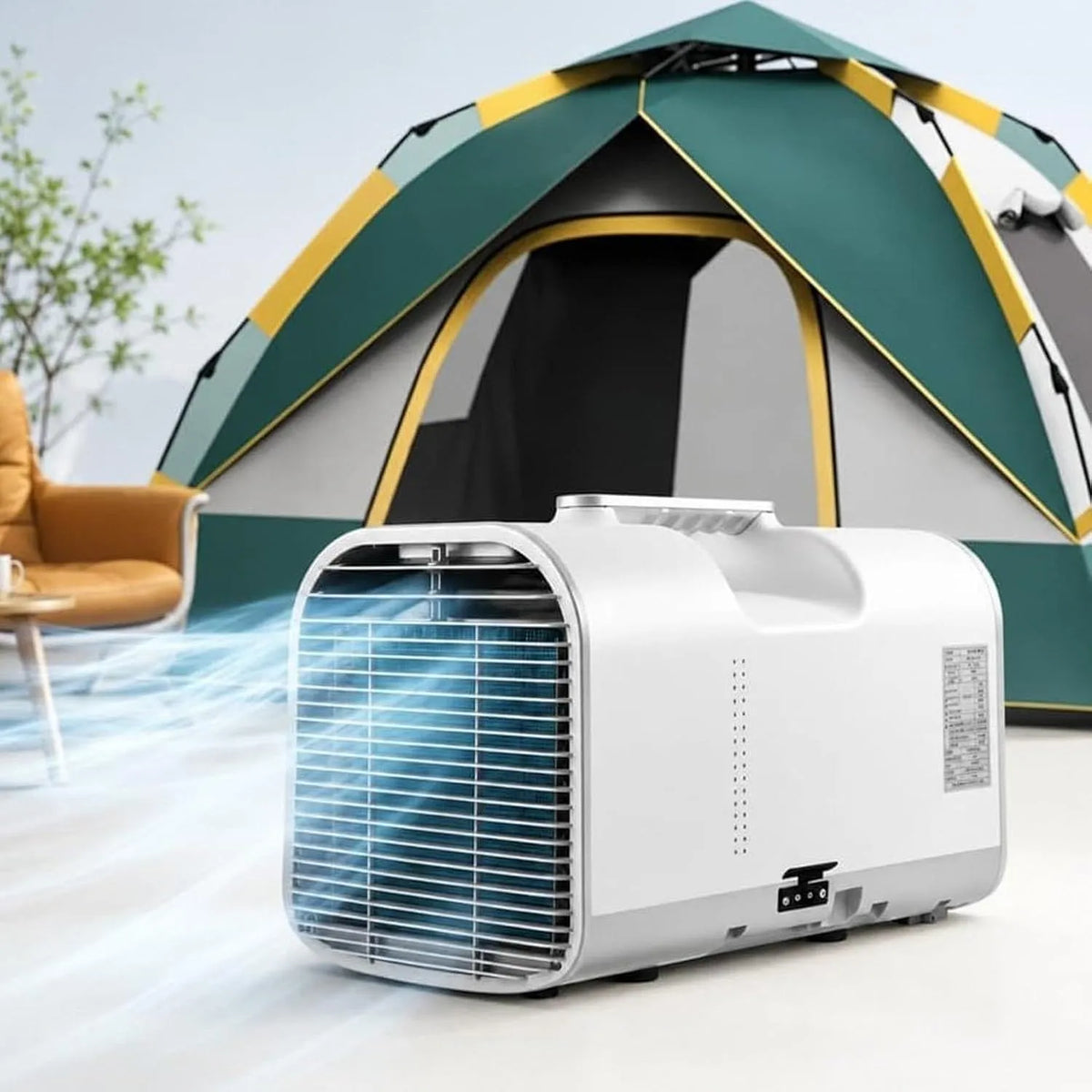 Mobiele airconditioner, 5100 BTU, 1500 W, Auto-verdampingskoeling, Camper, en Kantoor, 42 dB, 4-in-1 Camping Koelunit met Handvat, Geschikt