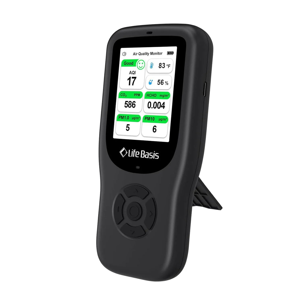 Luchtkwaliteitsmeter, PM1.0, PM2.5, 11-in-1, LifeBasis CO2 NDIR detector & luchtkwaliteitsmonitor voor binnen, PM1.0, PM2.5, PM10, TVOC, 5 zeer