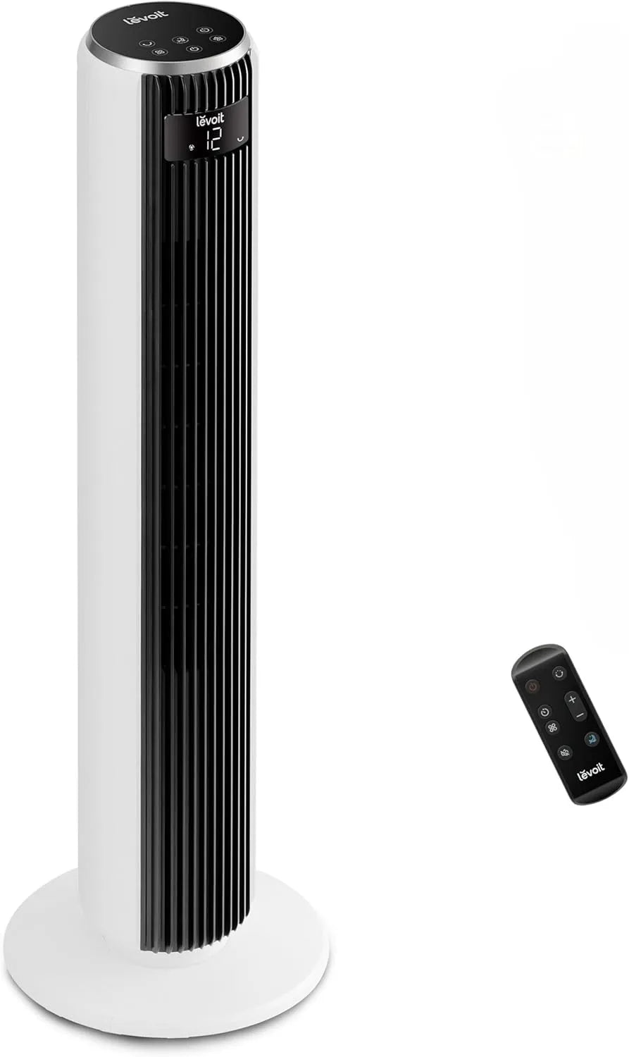Ventilator, 20 dB, 4 modi, 7,9 m/s ventilator met DC-motor, 12 uur timer, 26 W, 12 snelheden, 90° oscillerende torenventilator met slaapmodus