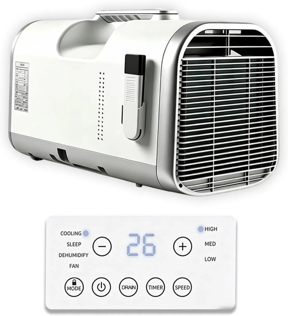 Mobiele airconditioner met 10°C, 5 minuten, 330 W, 42dB, 12 uur, 4-in-1, timer en afstandsbediening