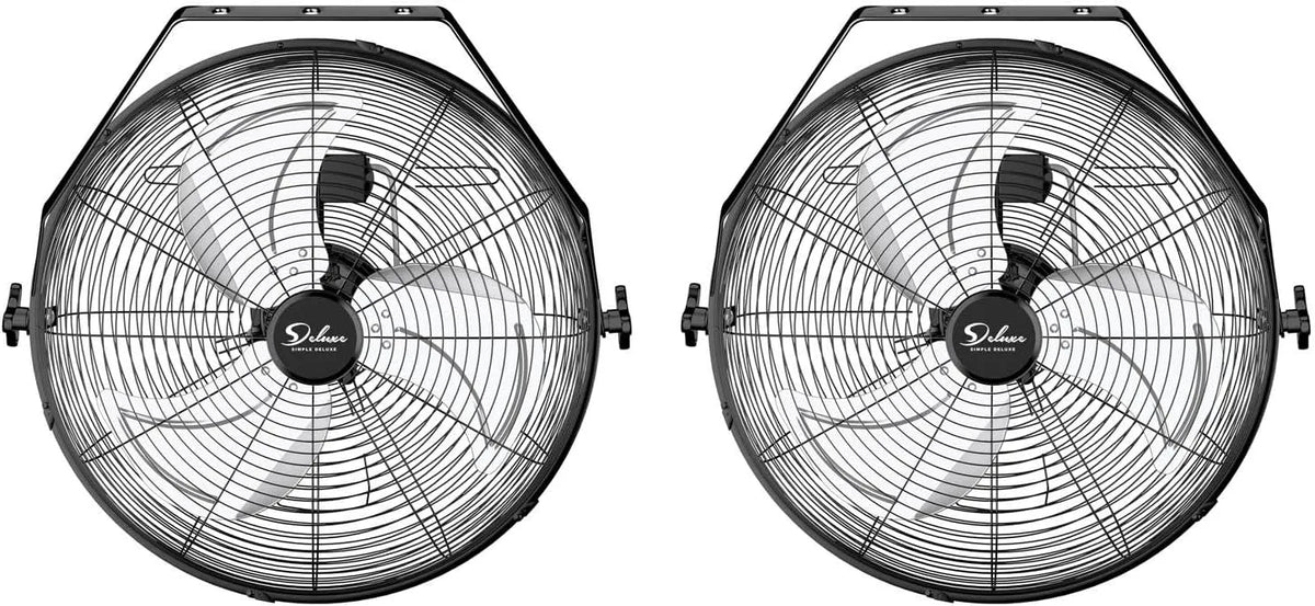 Ventilator met 45,7 cm, 3 snelheden, wandmontage, voor bouwplaats en werkplaats en zwart